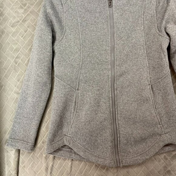 Eddie Bauer Womens Small Athletic Hoodie Sweatshirt Gray Fitted Fleece Zip Up - Picture 3 of 16